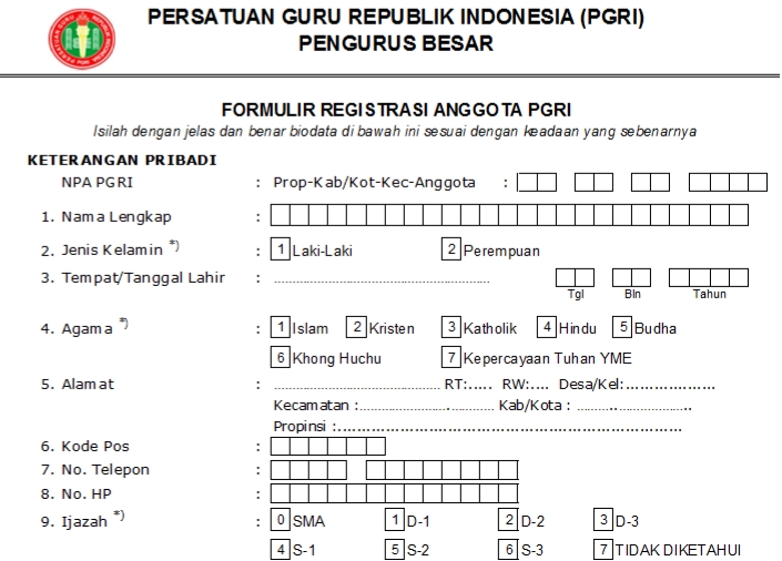 Pendaftaran PGRI Bintan - Persatuan Guru Republik Indonesia Cabang Bintan
